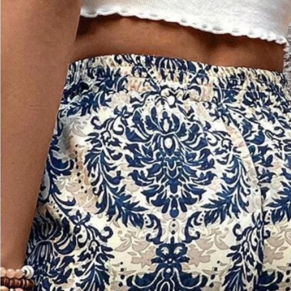 Boho Floral Print Stretchy waist Pockets Joggers Pants - Picture 2 of 4